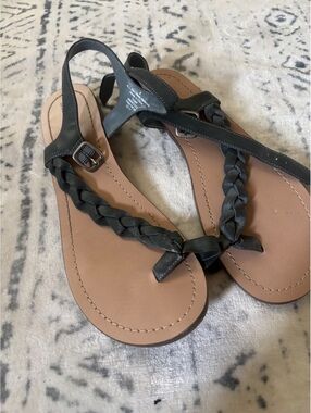 Target Black Braided T-Strap Flat Sandals